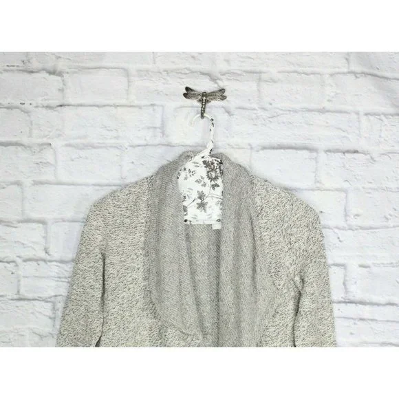 BNCI Blanc Noir White Gray Open Front Shawl Collar Cardigan Sweater XL - Picture 2 of 8